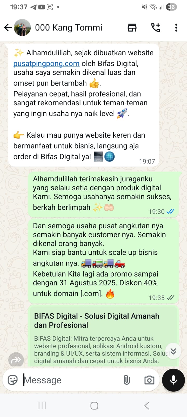Testimoni dari klien BIFAS Digital